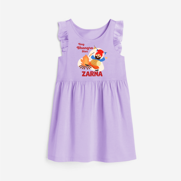 Tiny bhangra star | Personalised Frock with Name - LILAC - 1 - 2 Years Old (Chest 22" , Full Length 22")