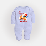 Tiny bhangra star | Personalised Fullbody suit with Name - BABY BLUE - New Born (Chest 7.5")