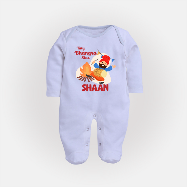 Tiny bhangra star | Personalised Fullbody suit with Name - BABY BLUE - New Born (Chest 7.5")