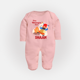 Tiny bhangra star | Personalised Fullbody suit with Name - BABY PINK - New Born (Chest 7.5")