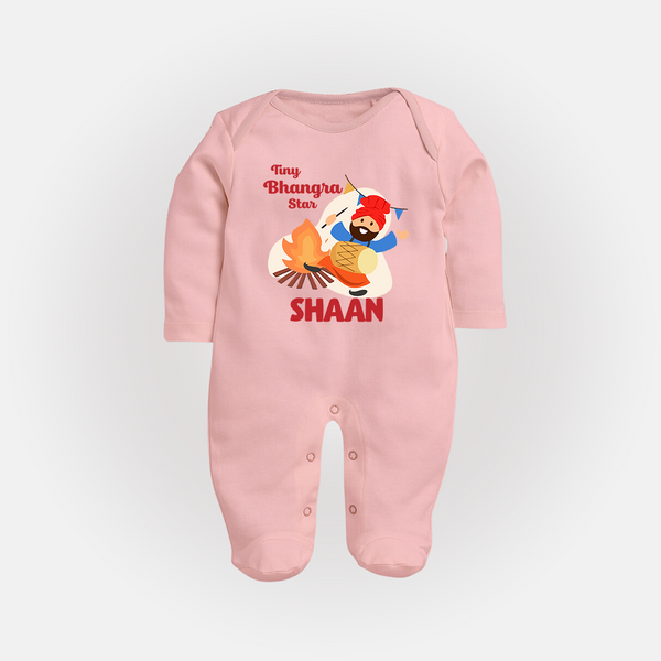 Tiny bhangra star | Personalised Fullbody suit with Name - BABY PINK - New Born (Chest 7.5")