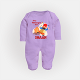 Tiny bhangra star | Personalised Fullbody suit with Name - LILAC - New Born (Chest 7.5")