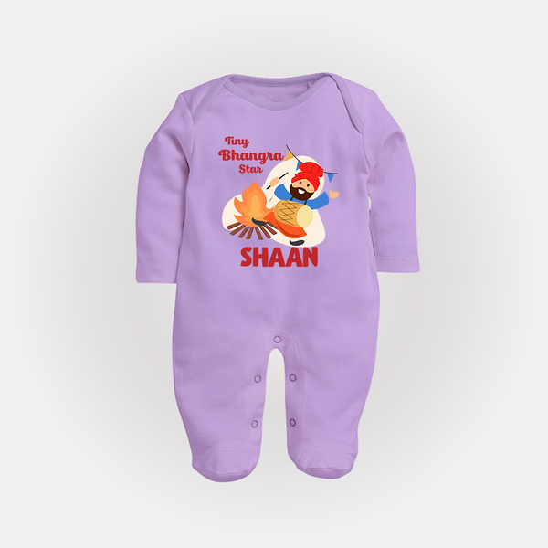 Tiny bhangra star | Personalised Fullbody suit with Name - LILAC - New Born (Chest 7.5")