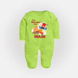 Tiny bhangra star | Personalised Fullbody suit with Name - LIME GREEN - New Born (Chest 7.5")