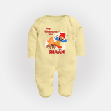 Tiny bhangra star | Personalised Fullbody suit with Name - PASTEL YELLOW - New Born (Chest 7.5")