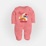 Tiny bhangra star | Personalised Fullbody suit with Name - PEACH - New Born (Chest 7.5")