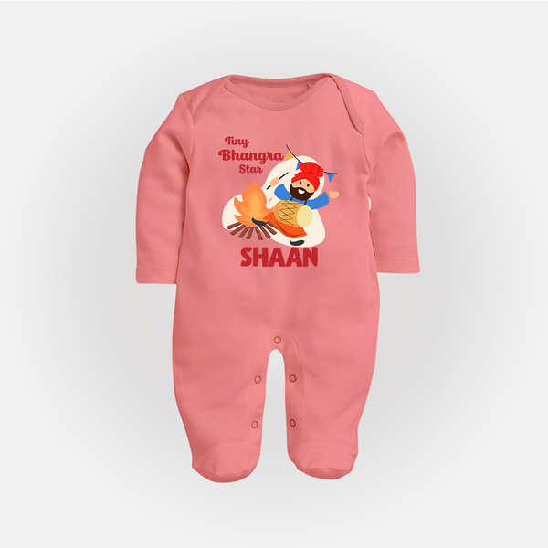 Tiny bhangra star | Personalised Fullbody suit with Name - PEACH - New Born (Chest 7.5")