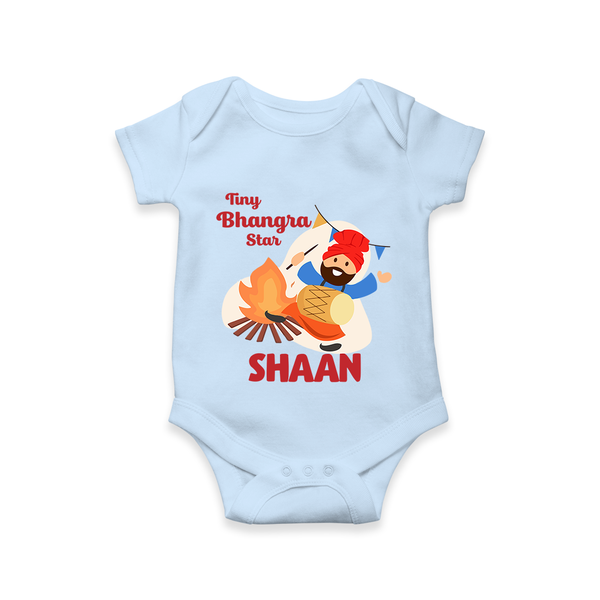 Tiny bhangra star | Personalised Romper with Name - BABY BLUE - New Born (Chest 14")