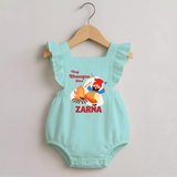Tiny bhangra star | Personalised Romper Frock with Name - MINT GREEN - 0 - 3 Months Old (Chest 19")