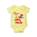Tiny bhangra star | Personalised Romper with Name - PASTEL YELLOW - New Born (Chest 14")