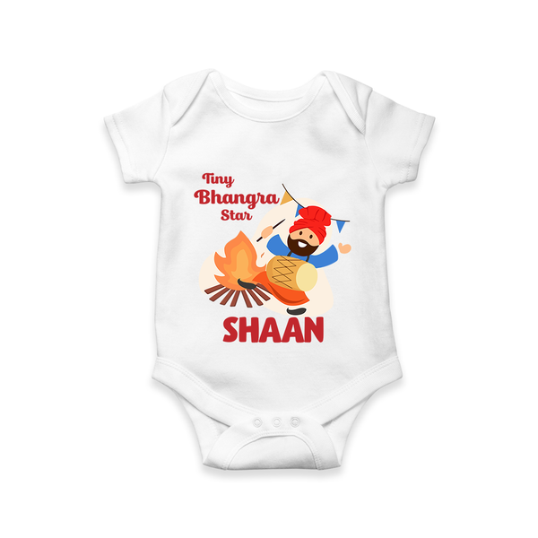Tiny bhangra star | Personalised Romper with Name - WHITE - New Born (Chest 14")