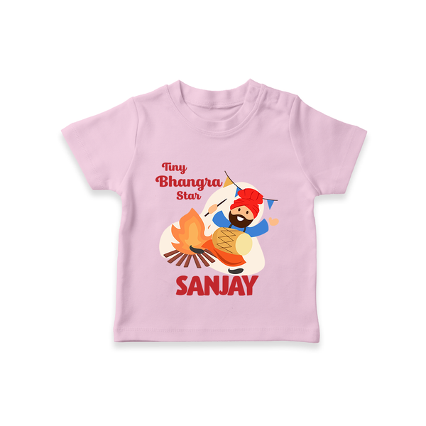 Tiny bhangra star | Personalised T-Shirt with Name - BABY PINK - 0-5 Months Old (Chest 17")