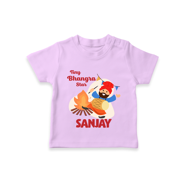 Tiny bhangra star | Personalised T-Shirt with Name - LILAC - 0-5 Months Old (Chest 17")