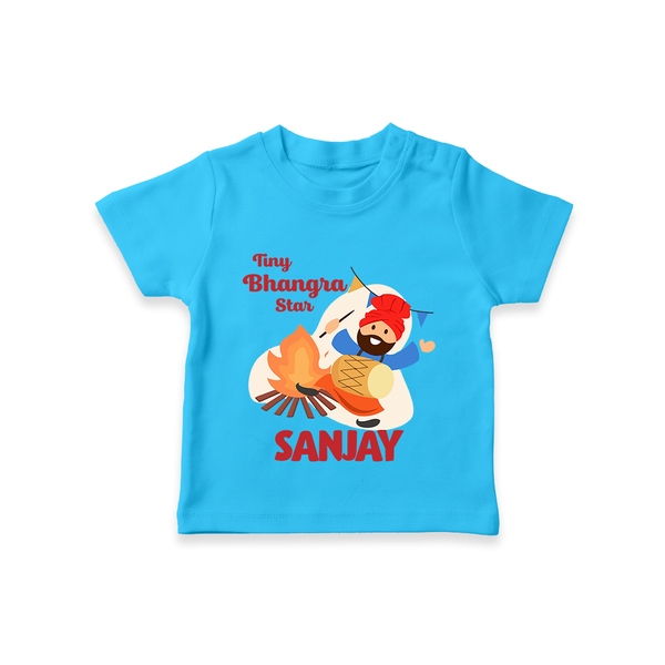 Tiny bhangra star | Personalised T-Shirt with Name - SKY BLUE - 0-5 Months Old (Chest 17")