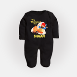 Tiny bhangra star | Personalised Fullbody suit with Name - BLACK - New Born (Chest 7.5")