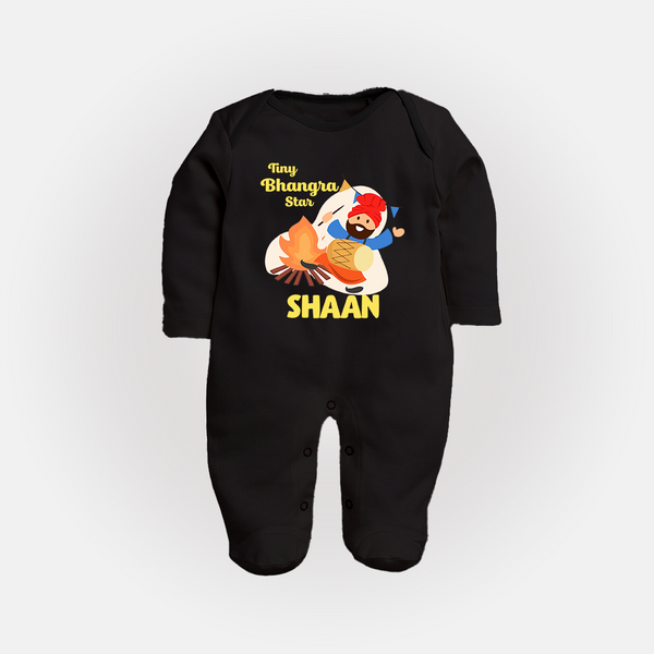 Tiny bhangra star | Personalised Fullbody suit with Name - BLACK - New Born (Chest 7.5")