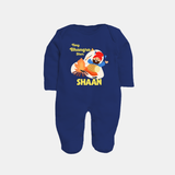 Tiny bhangra star | Personalised Fullbody suit with Name - NAVY BLUE - New Born (Chest 7.5")