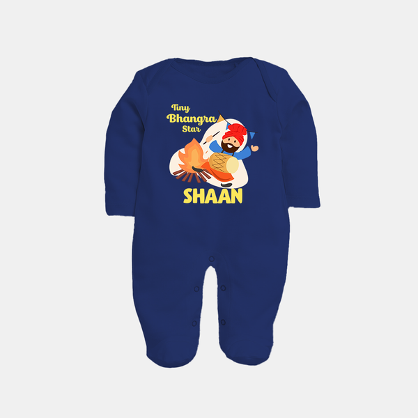 Tiny bhangra star | Personalised Fullbody suit with Name - NAVY BLUE - New Born (Chest 7.5")