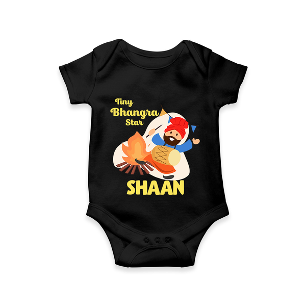 Tiny bhangra star | Personalised Romper with Name - BLACK - New Born (Chest 14")