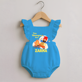 Tiny bhangra star | Personalised Romper Frock with Name - SKY BLUE - 0 - 3 Months Old (Chest 19")