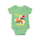 Tiny bhangra star | Personalised Romper with Name - GREEN - New Born (Chest 14")