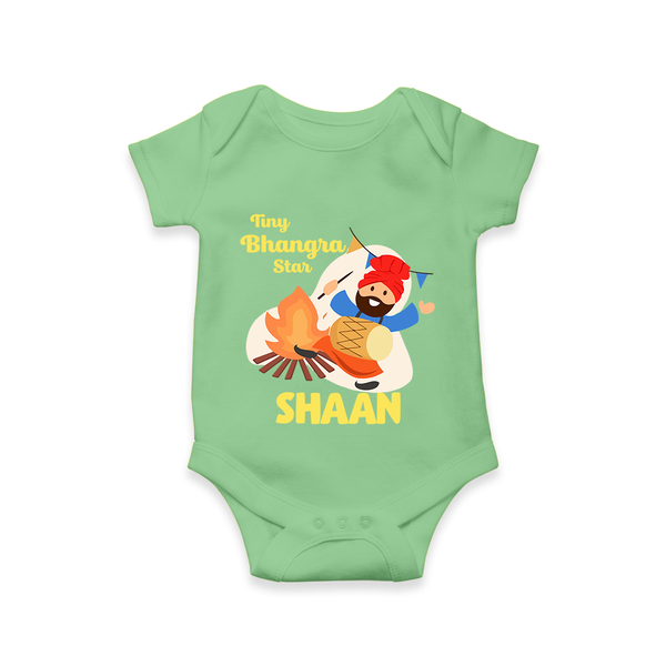 Tiny bhangra star | Personalised Romper with Name - GREEN - New Born (Chest 14")