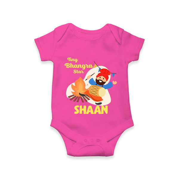 Tiny bhangra star | Personalised Romper with Name - HOT PINK - New Born (Chest 14")