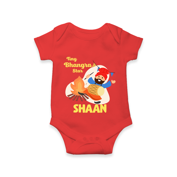 Tiny bhangra star | Personalised Romper with Name - RED - New Born (Chest 14")