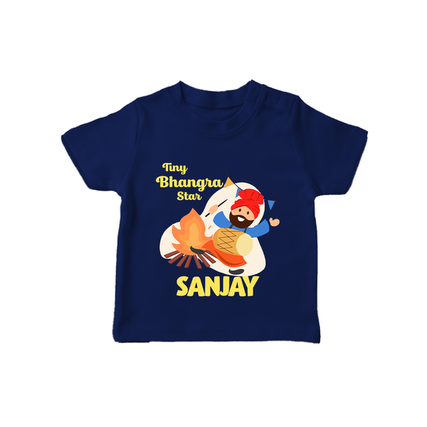 Tiny bhangra star | Personalised T-Shirt with Name - NAVY BLUE - 0-5 Months Old (Chest 17")