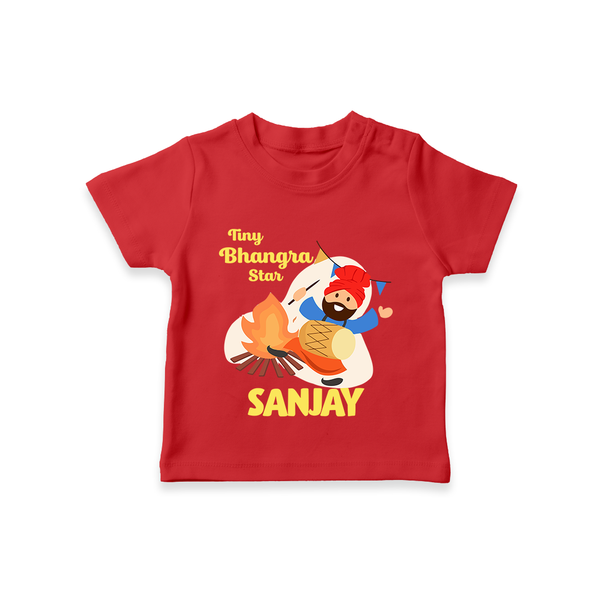 Tiny bhangra star | Personalised T-Shirt with Name - RED - 0-5 Months Old (Chest 17")