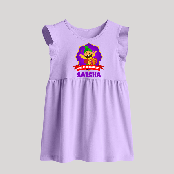 Mini Lohri Rocker | Personalised Baby Frock with Name - LILAC - 0 - 3 Months Old (Chest 17")