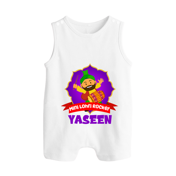 Mini Lohri Rocker | Personalised Romper Suit with Name - WHITE - 0 - 5 Months Old (Chest 18")
