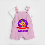 Mini Lohri Rocker | Personalised Dungaree with Name - BABY PINK - 0 - 5 Months Old (Chest 18")