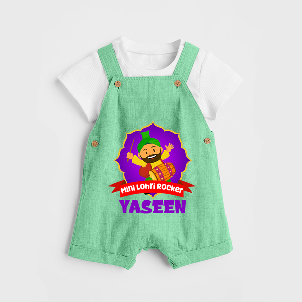 Mini Lohri Rocker | Personalised Dungaree with Name - GREEN - 0 - 5 Months Old (Chest 18")