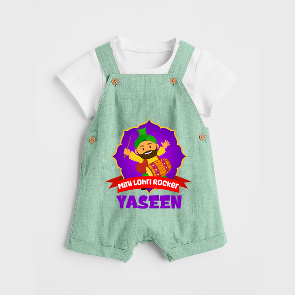 Mini Lohri Rocker | Personalised Dungaree with Name - MINT GREEN - 0 - 5 Months Old (Chest 18")