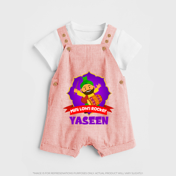 Mini Lohri Rocker | Personalised Dungaree with Name - PEACH - 0 - 5 Months Old (Chest 18")