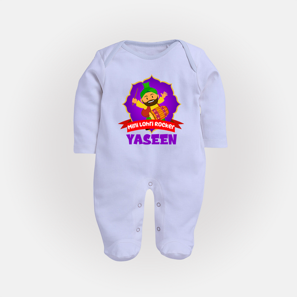 Mini Lohri Rocker | Personalised Fullbody suit with Name - BABY BLUE - New Born (Chest 7.5")