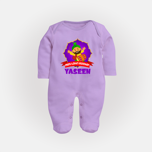 Mini Lohri Rocker | Personalised Fullbody suit with Name - LILAC - New Born (Chest 7.5")
