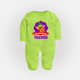 Mini Lohri Rocker | Personalised Fullbody suit with Name - LIME GREEN - New Born (Chest 7.5")