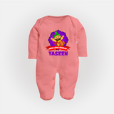 Mini Lohri Rocker | Personalised Fullbody suit with Name - PEACH - New Born (Chest 7.5")