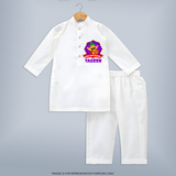 Mini Lohri Rocker | Personalised Kurta with Name - WHITE - 3 - 6 Months Old (Chest 24", Kurta Length 14'', Waist 19", Pant Length 14")