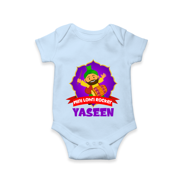 Mini Lohri Rocker | Personalised Romper with Name - BABY BLUE - New Born (Chest 14")