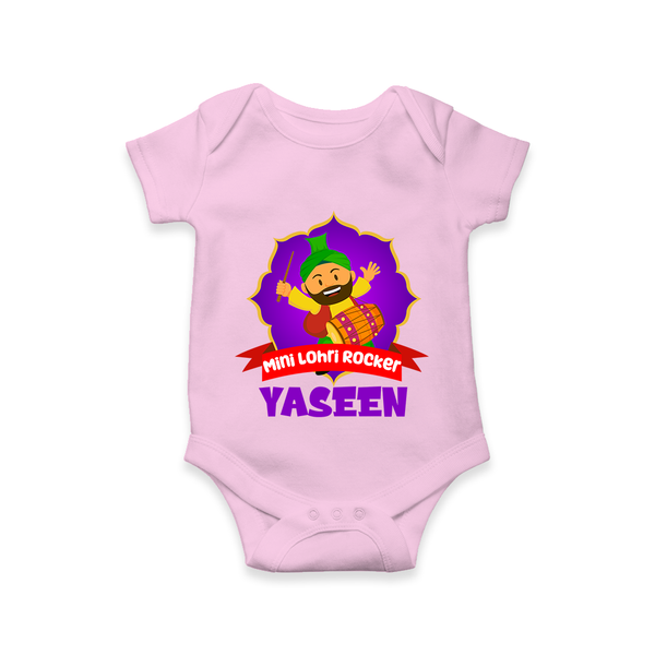Mini Lohri Rocker | Personalised Romper with Name - BABY PINK - New Born (Chest 14")