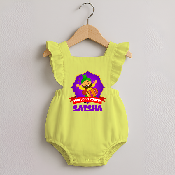 Mini Lohri Rocker | Personalised Romper Frock with Name - PASTEL YELLOW - 0 - 3 Months Old (Chest 19")