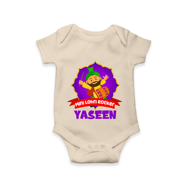 Mini Lohri Rocker | Personalised Romper with Name - IVORY - New Born (Chest 14")