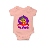 Mini Lohri Rocker | Personalised Romper with Name - PEACH - New Born (Chest 14")