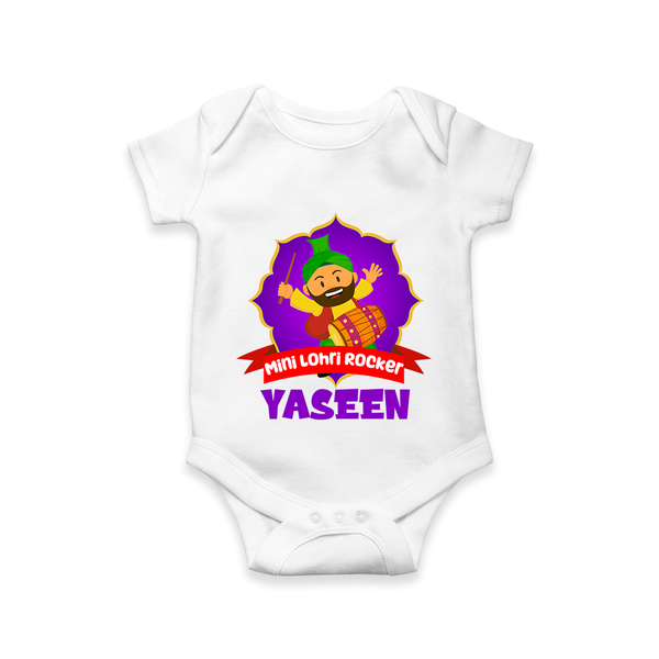 Mini Lohri Rocker | Personalised Romper with Name - WHITE - New Born (Chest 14")