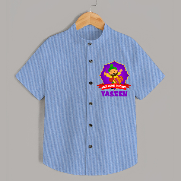 Mini Lohri Rocker | Personalised Shirt with Name - SKY BLUE - 0 - 6 Months Old (Chest 23")