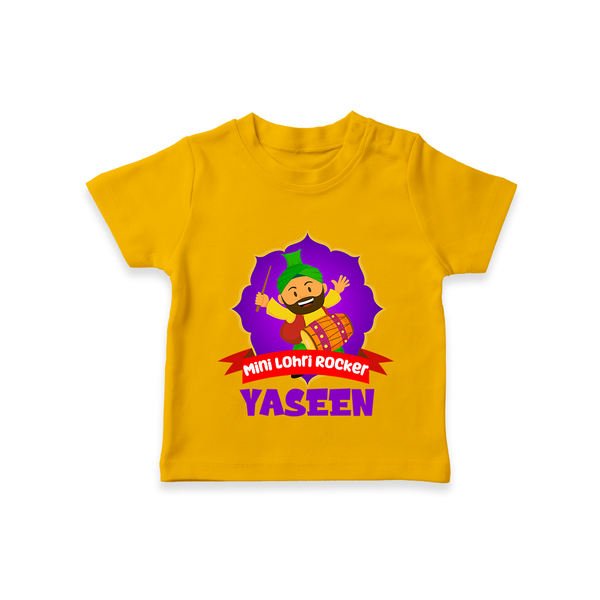 Mini Lohri Rocker | Personalised T-Shirt with Name - CHROME YELLOW - 0-5 Months Old (Chest 17")