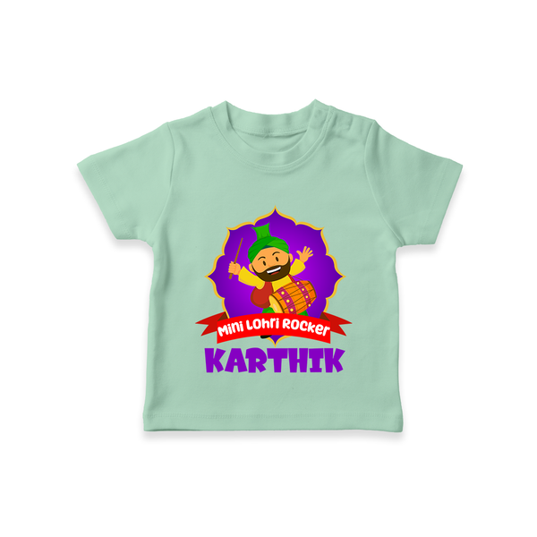 Mini Lohri Rocker | Personalised T-Shirt with Name - MINT GREEN - 0-5 Months Old (Chest 17")